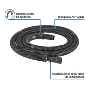Manguera reforzada con multiconector, desagüe lavadora, 3 m