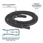 Manguera reforzada con multiconector, desagüe lavadora, 3 m