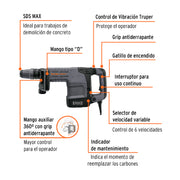 Martillo demoledor SDS Max 10kg, 25J, 1500W, TRUPER EXPERT
