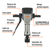 Martillo demoledor HEX 30 kg, 62J, 2000W, TRUPER EXPERT