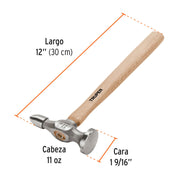 Martillo desabollador 11 oz fino, mango 12', TRUPER