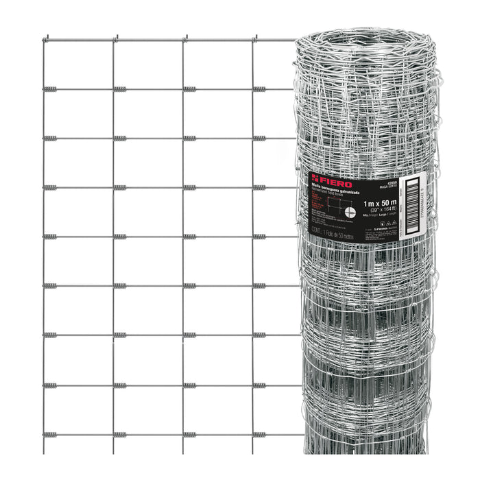 Rollo malla borreguera, 1m x 50m acero galvanizado, 19kg