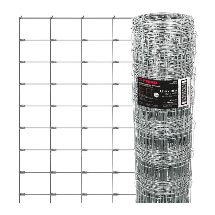 Rollo malla borreguera, 1.2m x 50m acero galvanizado, 23kg