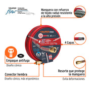 Manguera 5/8' super reforzada 4 capas 20 m conexiones metal