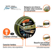 Manguera 3/4' anti-torceduras 6 capas 30m conexiones d/metal