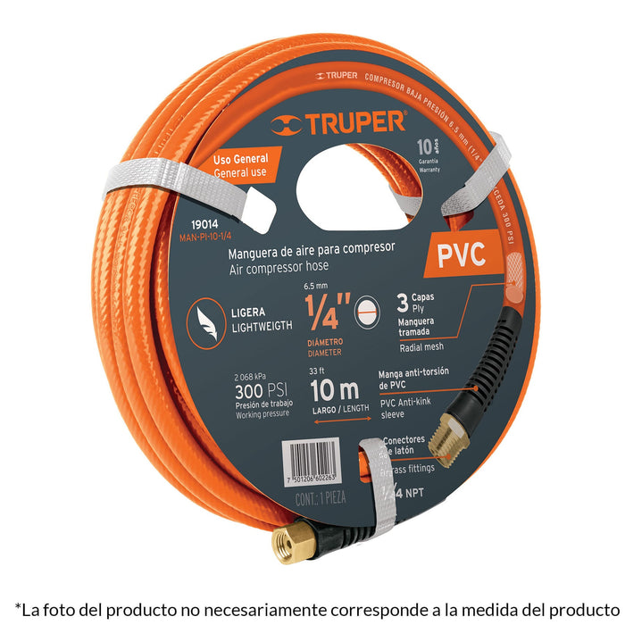 Manguera para compresor, de PVC, 15m x 3/8', TRUPER