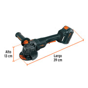 Esmeriladora 4-1/2', 20V, int. paleta, 1 batería 4Ah, MAX
