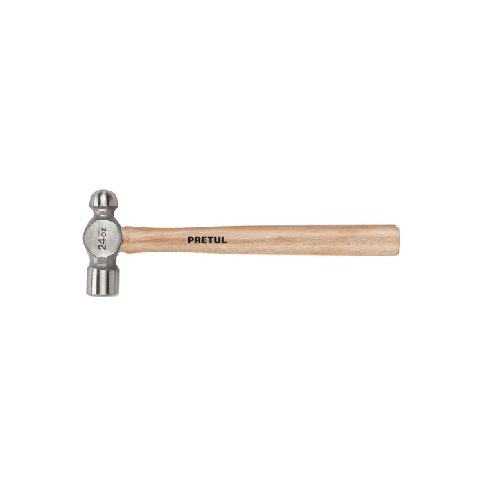 Martillo pulido de bola 24 oz mango madera, PRETUL