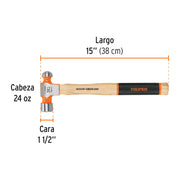 Martillo pulido de bola 24 oz mango hickory, TRUPER Grip
