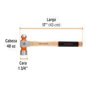 Martillo pulido de bola 48 oz mango hickory, TRUPER Grip