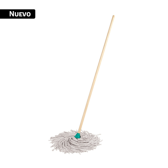 Trapeador tipo mechudo 250g intercambiable, con bastón 120cm