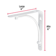 Ménsula reforzada blanca 6 x 6', diseño alambrón, FIERO