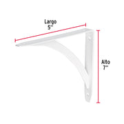 Ménsula reforzada blanca 5 x 7', diseño barra, FIERO