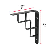 Ménsula reforzada negra 6 x 6', diseño escalera, FIERO