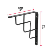 Ménsula reforzada negra 8 x 8', diseño escalera, FIERO