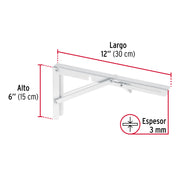 Ménsula plegable de acero blanca 6' x 12', FIERO