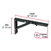 Ménsula plegable de acero negra 6' x 12', FIERO
