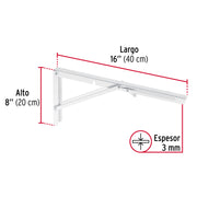 Ménsula plegable de acero blanca 8' x 16', FIERO