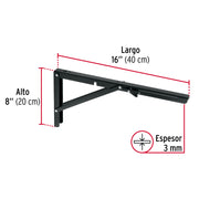 Ménsula plegable de acero negra 8' x 16', FIERO