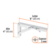 Ménsula plegable de acero blanca 4' x 8', FIERO