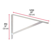 Ménsula reforzada de acero, galvanizada, 13 x 20', FIERO