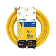 Manguera para gas, PVC amarilla, 3/8' flare,5 m, FOSET