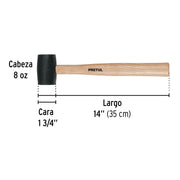 Mazo de hule, 8 oz, PRETUL