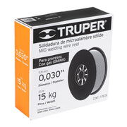 Caja 15 kg de microalambre sólido, con gas, .030', TRUPER