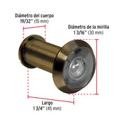 Mirilla de seguridad acabado latón antiguo, HERMEX