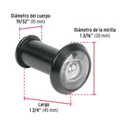 Mirilla seguridad acabado negro, HERMEX