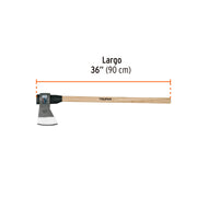 Hacha media labor 4 lb, mango de madera 36', TRUPER