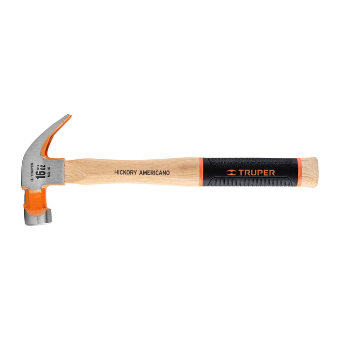 Martillo pulido 16 oz uña curva, mango hickory, TRUPER Grip