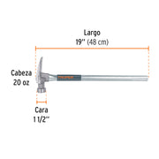 Martillo tubular 20 oz uña California Ripper, cara fresada