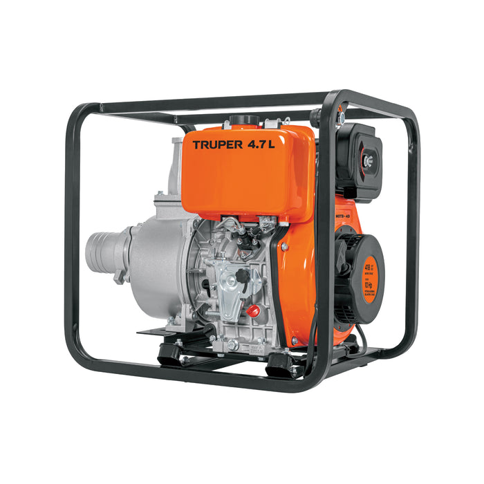 Motobomba autocebante 4'x4', diesel 10HP, agrícola, TRUPER