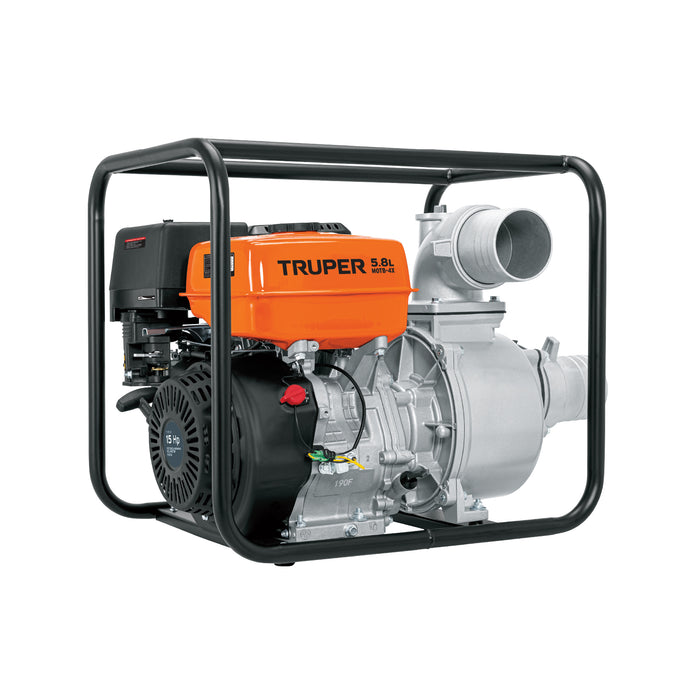 Motobomba autocebante 4'x4', gasolina 15HP, agrícola, TRUPER