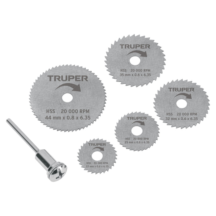 Kit de minidiscos sierra para herramienta rotativa, 6 piezas