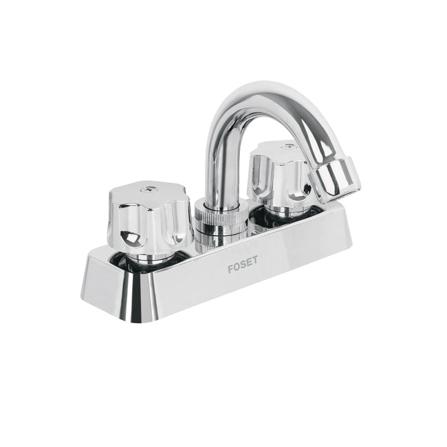 Mezcladora 4' lavabo, ABS, cuello curvo, hexagonal, BASIC