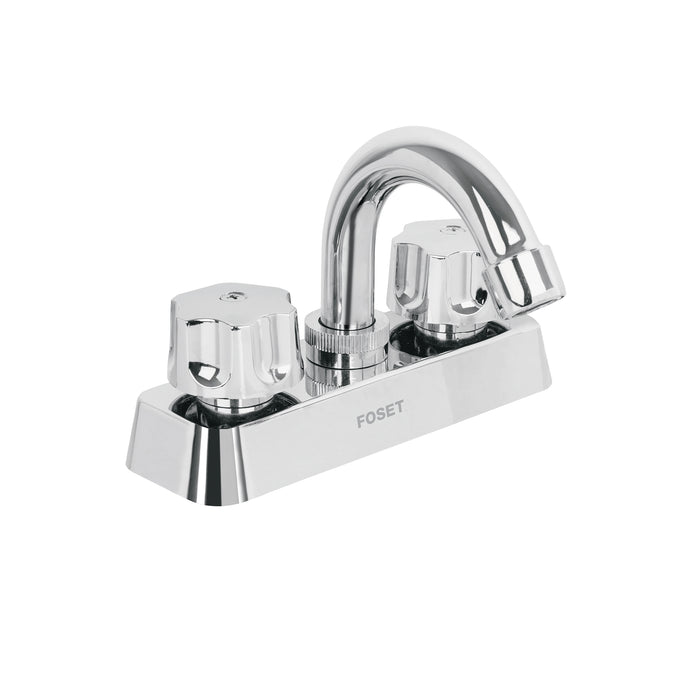 Mezcladora 4' lavabo, ABS, cuello curvo, hexagonal, BASIC
