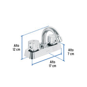 Mezcladora 4' lavabo, ABS, cuello curvo, hexagonal, BASIC