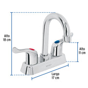 Mezcladora 4' lavabo, ABS, cuello bar, palanca, BASIC