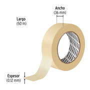 Cinta masking tape de 1-1/2' x 50 m, PRETUL