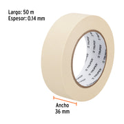 Cinta masking tape de 1-1/2' x 50 m, TRUPER
