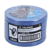 Cinta masking tape azul de 1/2' x 50 m para pintor, TRUPER