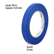 Cinta masking tape azul de 1/2' x 50 m para pintor, TRUPER