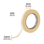 Cinta masking tape de 1/2' x 50 m, TRUPER