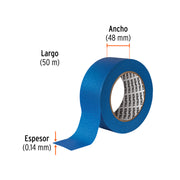 Cinta masking tape azul de 2' x 50 m para pintor, TRUPER