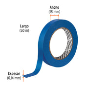 Cinta masking tape azul de 3/4' x 50 m para pintor, TRUPER
