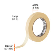 Cinta masking tape de 3/4' x 50 m, TRUPER