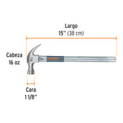 Martillo tubular pulido 16 oz uña curva, TRUPER