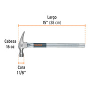 Martillo tubular pulido 16 oz uña recta, TRUPER